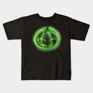 Green Ghost Jack O Lantern Kids T-Shirt